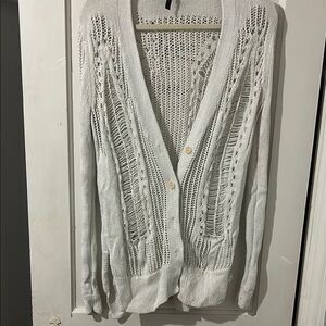 Classic White Cable Knit Cardigan Sweater
